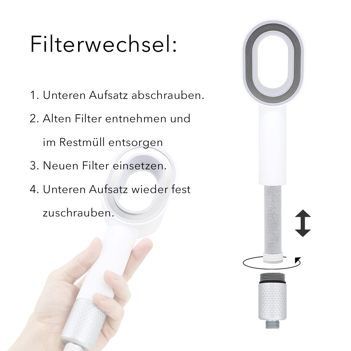 Premium 3in1 Filterduschkopf - Weiß